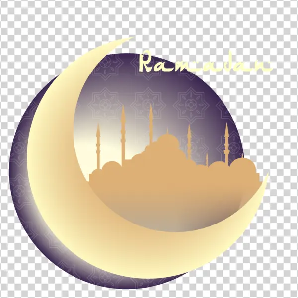 Ramadan Crescent Moon Mosque Silhouette PNG