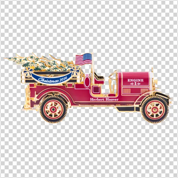 Vintage Red Fire Truck Christmas Tree 2016 PNG Transparent Background