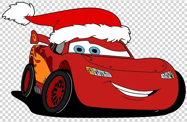 Lightning McQueen Christmas Santa Hat PNG Transparent
