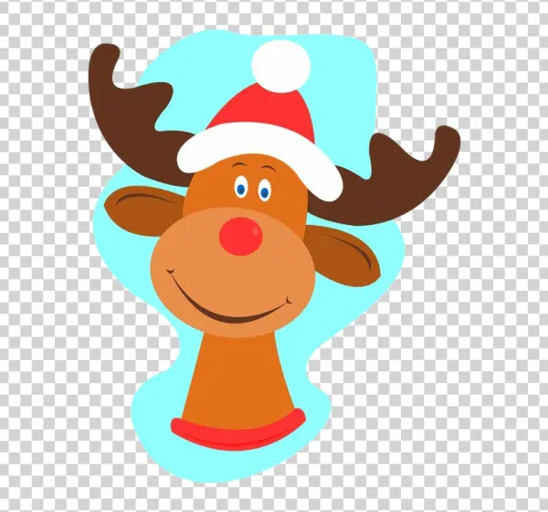 Smiling Christmas Reindeer with Santa Hat PNG