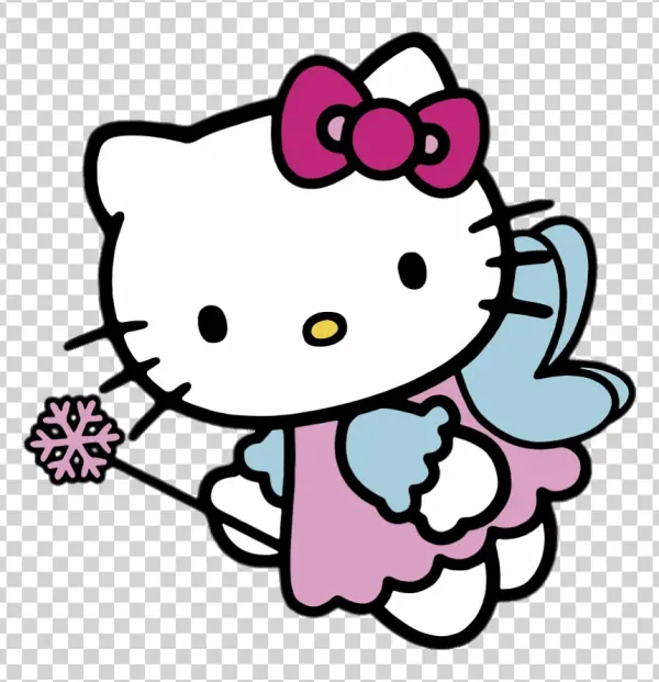 Hello Kitty Winter Fairy with Snowflake Wand PNG