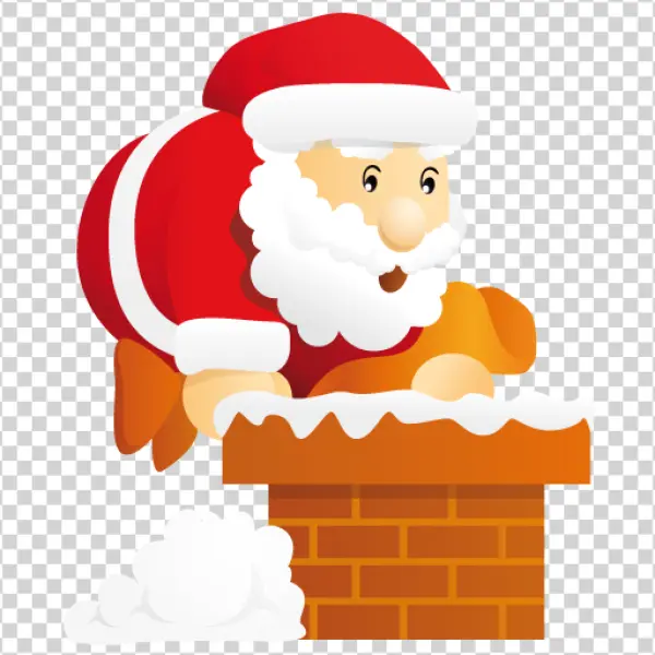 Santa Claus Down Chimney PNG Transparent Background