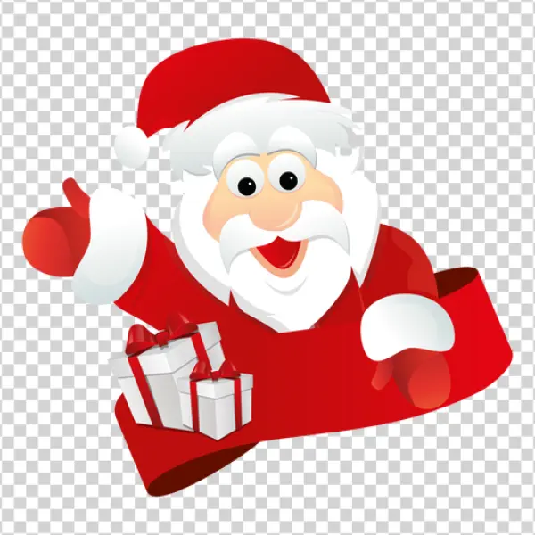 Cartoon Santa Claus with Gifts PNG Transparent Background