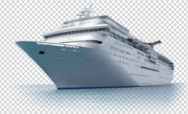 White Cruise Ship on Water PNG Transparent