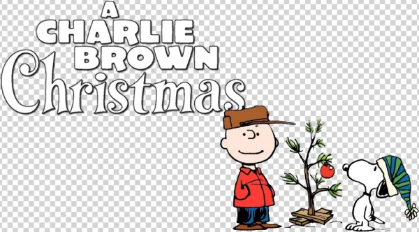 A Charlie Brown Christmas Logo with Characters PNG