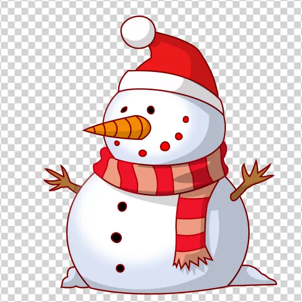 Cute Snowman with Santa Hat PNG