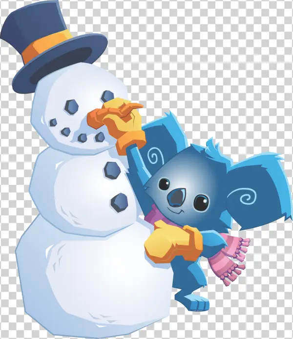 Cute Koala and Snowman Building PNG Transparent Background