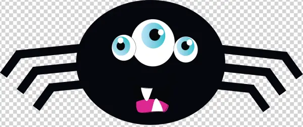 Cute Cartoon Spider with Three Eyes PNG