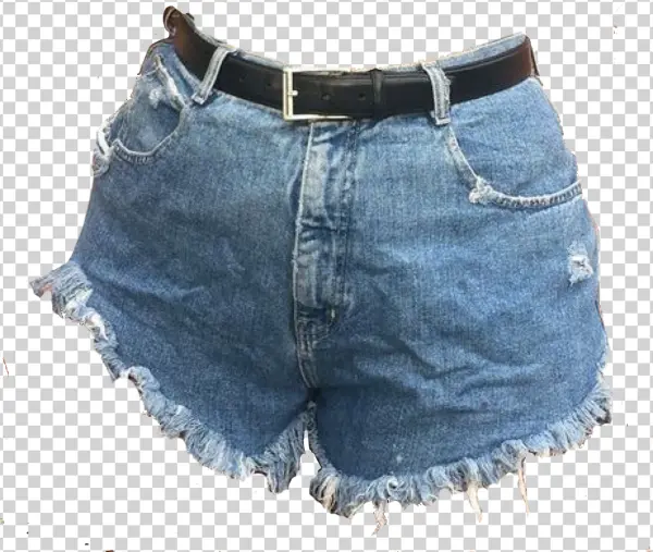 Denim Shorts with Black Belt PNG Transparent Background
