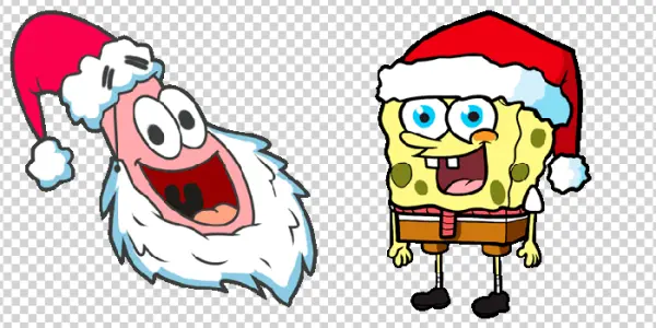 Spongebob and Patrick Christmas PNG Transparent Background