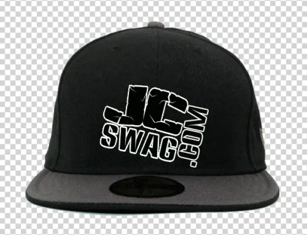 Black and Gray Snapback Cap with JC Swag Logo PNG