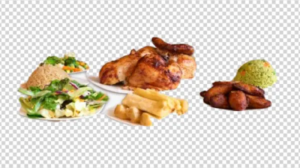 Roasted Chicken Meal with Sides PNG Transparent