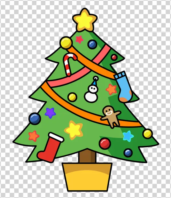 Festive Cartoon Christmas Tree PNG Transparent Background