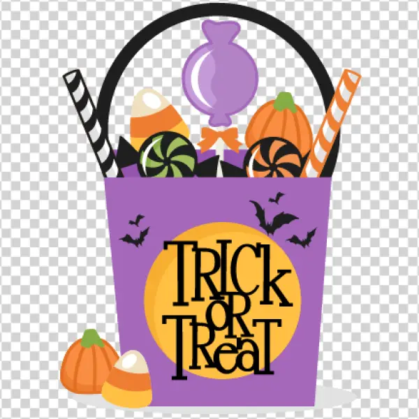 Halloween Trick or Treat Candy Bucket PNG