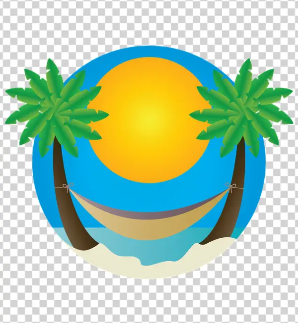 Tropical Beach Hammock Scene PNG Transparent