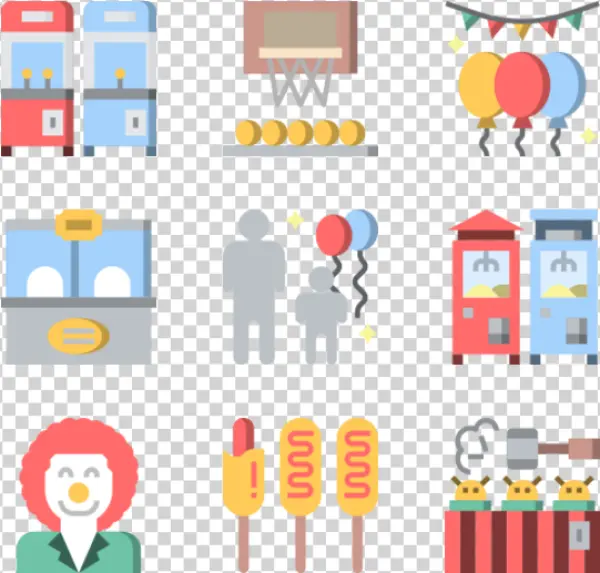 Amusement Park Carnival Icons PNG Collection
