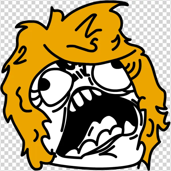 Rage Comic Screaming Face PNG Transparent