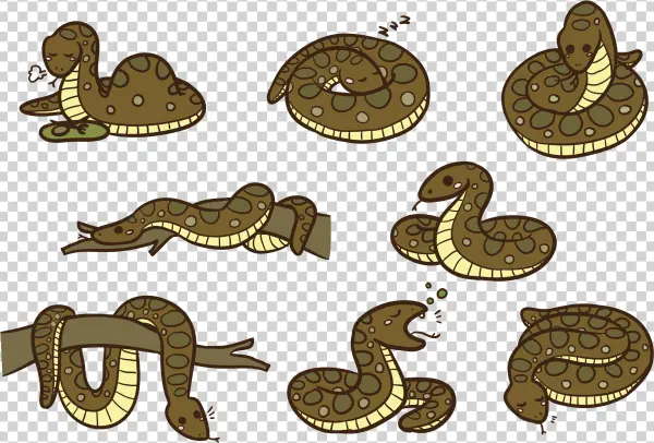 Cute Cartoon Snakes Transparent PNG Collection