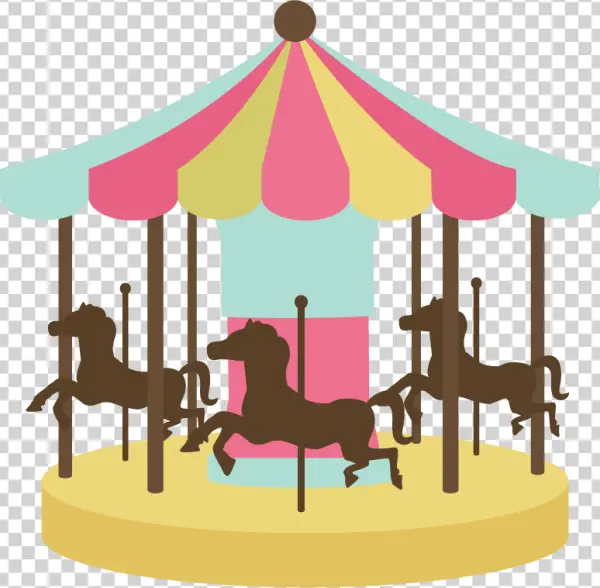 Playful Cartoon Carousel PNG Transparent Background