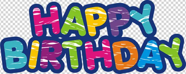 Colorful Distressed Happy Birthday Text PNG
