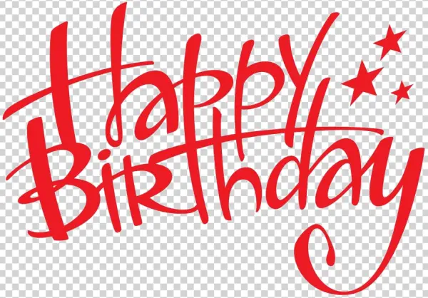 Happy Birthday Calligraphy with Stars PNG Transparent