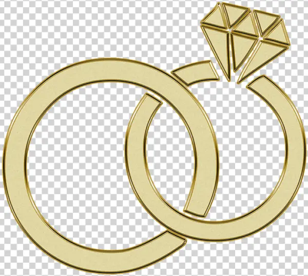 Golden Wedding Rings with Diamond PNG Transparent Background