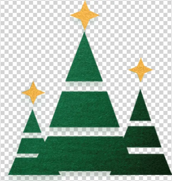 Stylized Christmas Trees with Golden Stars PNG