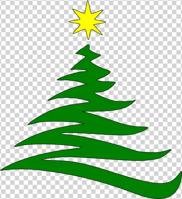 Stylized Christmas Tree with Yellow Star PNG