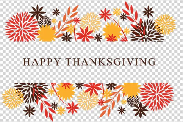 Happy Thanksgiving Floral Frame PNG Transparent Background
