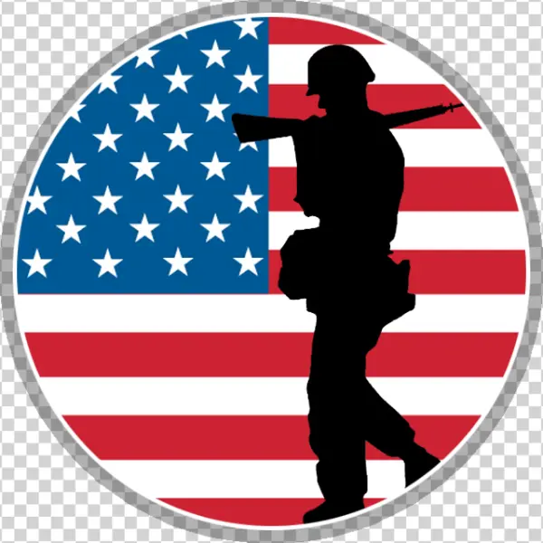 American Soldier Silhouette Flag Circle PNG