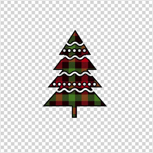 Plaid Christmas Tree with Ornaments PNG Transparent