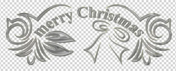 Silver Ornate Merry Christmas Text PNG