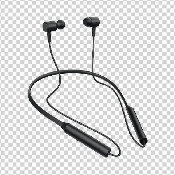 Black Neckband Wireless Earphones PNG Transparent Background