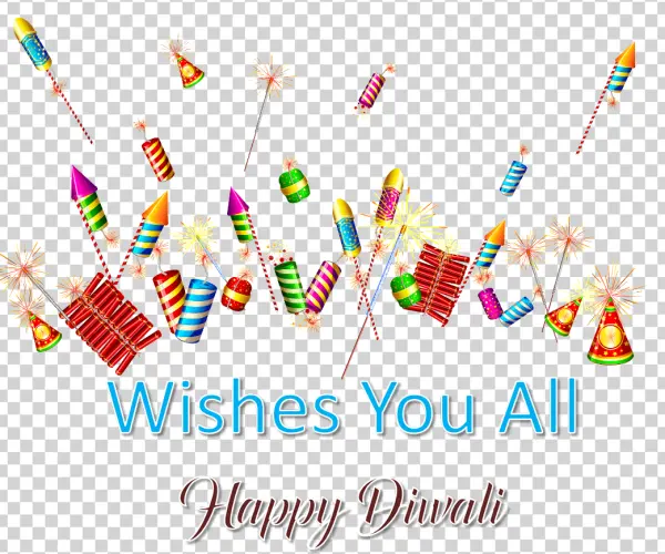 Happy Diwali Fireworks & Wishes PNG