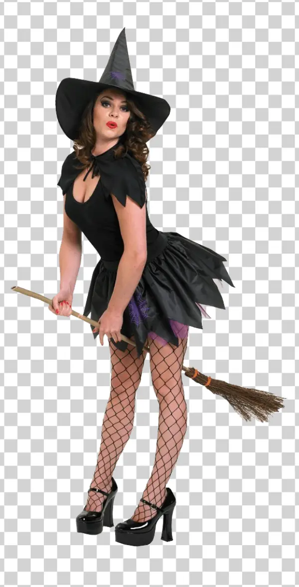 Sexy Witch with Broom PNG Transparent Background