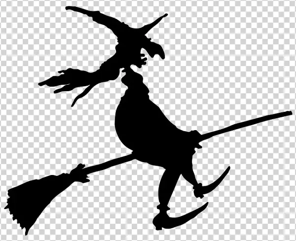 Flying Witch Silhouette PNG Transparent Background