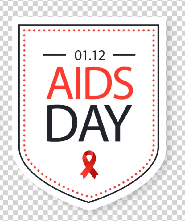 World AIDS Day Badge PNG with Red Ribbon