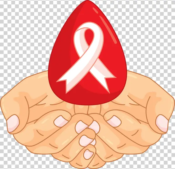 Hands Holding Blood Drop Awareness Ribbon PNG
