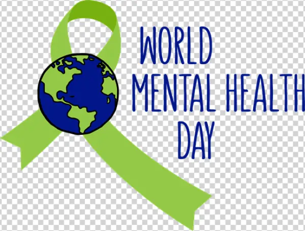 World Mental Health Day Globe Ribbon PNG