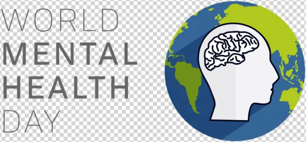 World Mental Health Day Globe and Brain Icon PNG