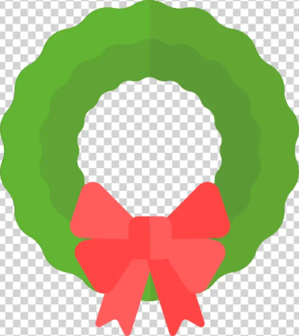 Christmas Wreath with Red Bow PNG Transparent