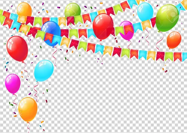Colorful Party Balloons and Banner PNG