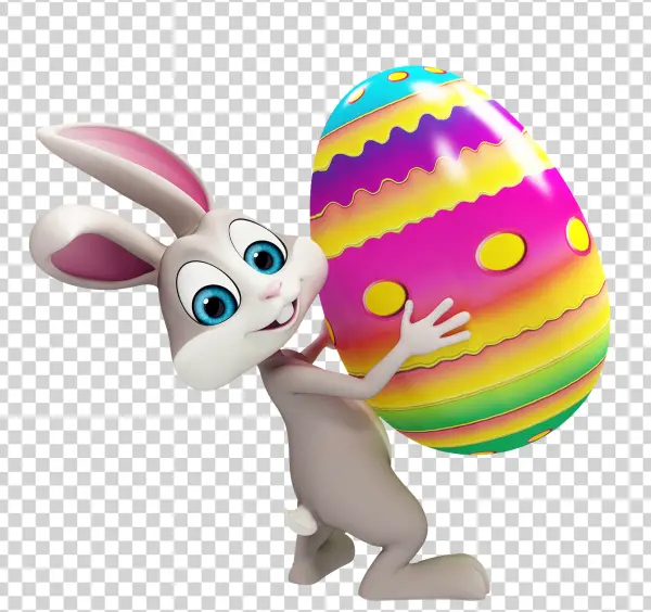 Cute 3D Easter Bunny with Colorful Egg PNG