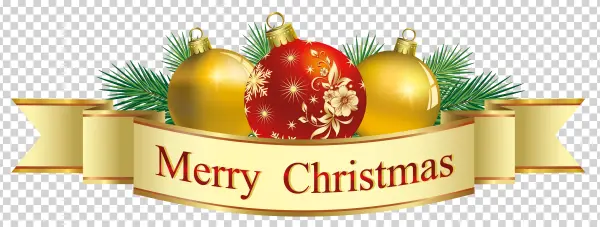 Merry Christmas Banner and Ornaments PNG