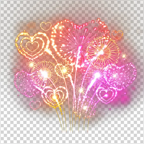 Heart-Shaped Fireworks Display PNG Transparent