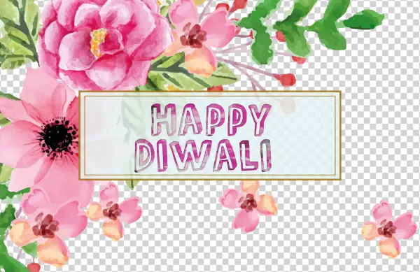 Happy Diwali Floral Watercolor PNG