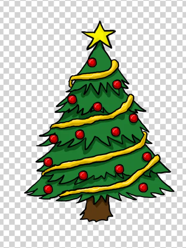 Cartoon Christmas Tree with Star PNG