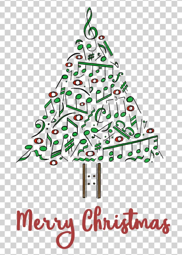 Musical Christmas Tree with Notes PNG