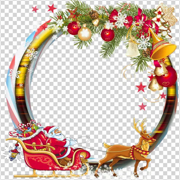 Christmas Frame with Santa and Reindeer PNG