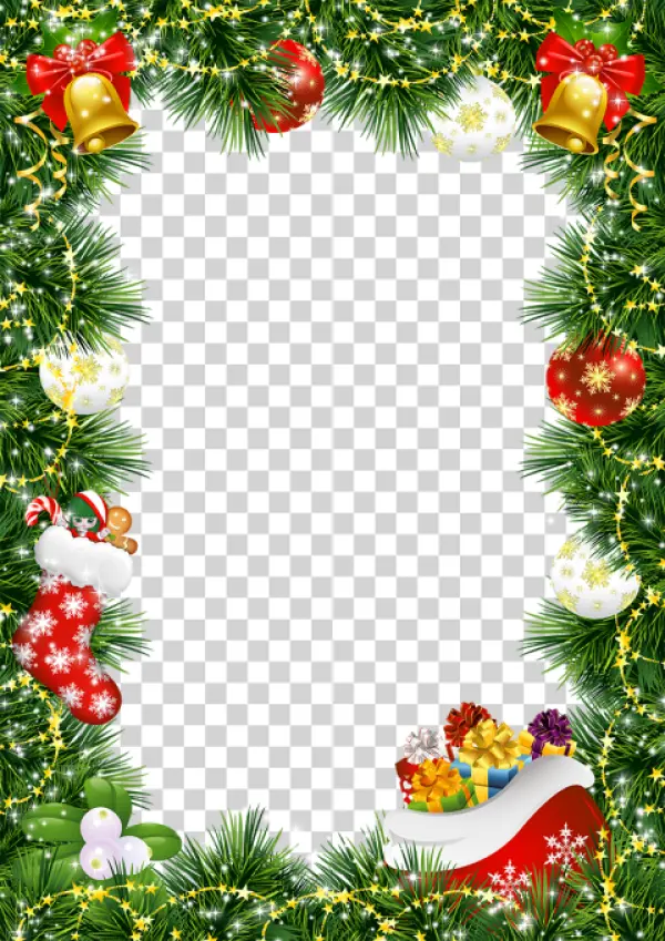 Festive Christmas Frame PNG Transparent Background